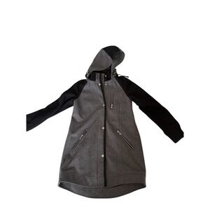 Express Women's Wool Blend Gray/black Long Coat W/hood Sz Small